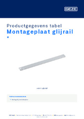 Montageplaat glijrail  * Productgegevens tabel NL