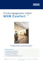 MSW Comfort  * Productgegevens tabel NL