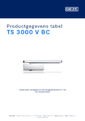 TS 3000 V BC Productgegevens tabel NL
