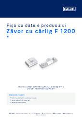 Zăvor cu cârlig F 1200  * Fișa cu datele produsului RO