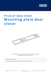 Mounting plate door closer Product data sheet EN