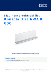 Konzola G za RWA K 600 Sigurnosno-tehnički list HR
