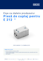 Piesă de cuplaj pentru E 212  * Fișa cu datele produsului RO