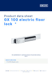 GX 100 electric floor lock  * Product data sheet EN