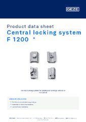 Central locking system F 1200  * Product data sheet EN