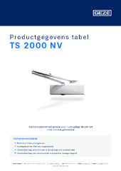 TS 2000 NV Productgegevens tabel NL