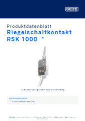Riegelschaltkontakt RSK 1000  * Produktdatenblatt DE