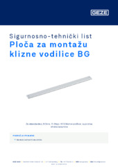 Ploča za montažu klizne vodilice BG Sigurnosno-tehnički list HR