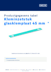 Kleminzetstuk glasklemplaat 45 mm  * Productgegevens tabel NL