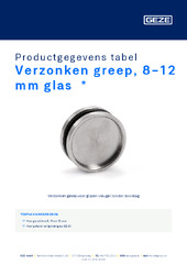 Verzonken greep, 8-12 mm glas  * Productgegevens tabel NL
