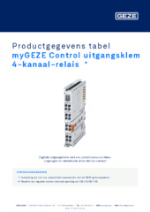 myGEZE Control uitgangsklem 4-kanaal-relais  * Productgegevens tabel NL