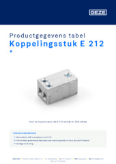 Koppelingsstuk E 212  * Productgegevens tabel NL