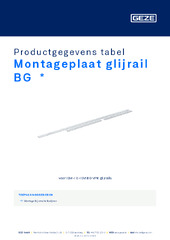 Montageplaat glijrail BG  * Productgegevens tabel NL