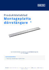 Montageplatta dörrstängare  * Produktdatablad SV