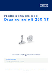 Draaiconsole E 250 NT Productgegevens tabel NL