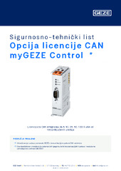 Opcija licencije CAN myGEZE Control  * Sigurnosno-tehnički list HR