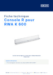 Console R pour RWA K 600 Fiche technique FR