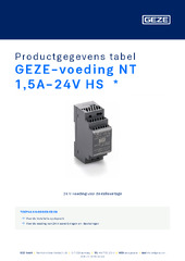 GEZE-voeding NT 1,5A-24V HS  * Productgegevens tabel NL