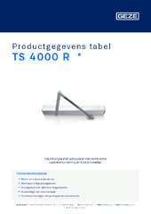 TS 4000 R  * Productgegevens tabel NL