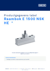 Raambok E 1500 NSK HE  * Productgegevens tabel NL