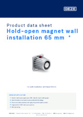Hold-open magnet wall installation 65 mm  * Product data sheet EN