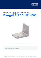 Beugel E 250 NT NSK Productgegevens tabel NL