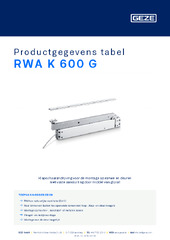 RWA K 600 G Productgegevens tabel NL