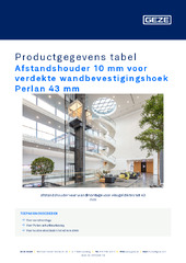 Afstandshouder 10 mm voor verdekte wandbevestigingshoek Perlan 43 mm Productgegevens tabel NL