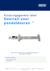 Deurrail voor pendeldeuren  * Productgegevens tabel NL