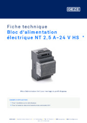 Bloc d'alimentation électrique NT 2,5 A-24 V HS  * Fiche technique FR