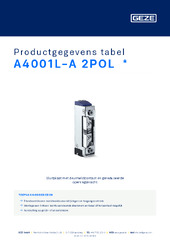 A4001L-A 2POL  * Productgegevens tabel NL