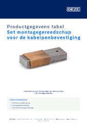 Set montagegereedschap voor de kabelpenbevestiging Productgegevens tabel NL