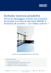 Porta di passaggio mobile con sistema di parete scorrevole manuale (MSW) e funzione di arresto - con telaio sottile  * Scheda tecnica prodotto IT