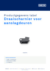 Draaischarnier voor aanslagdeuren Productgegevens tabel NL
