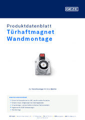 Türhaftmagnet Wandmontage Produktdatenblatt DE