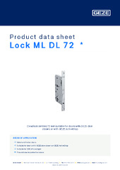 Lock ML DL 72  * Product data sheet EN