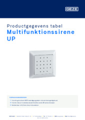 Multifunktionssirene UP Productgegevens tabel NL