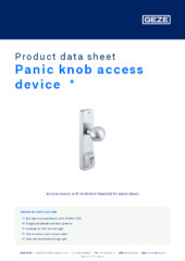 Panic knob access device  * Product data sheet EN