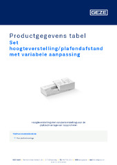 Set hoogteverstelling/plafondafstand met variabele aanpassing Productgegevens tabel NL