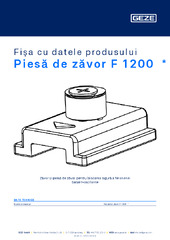 Piesă de zăvor F 1200 Fișa cu datele produsului RO
