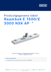 Raambok E 1500/E 3000 NSK AP  * Productgegevens tabel NL