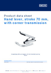 Hand lever, stroke 70 mm, with corner transmission Product data sheet EN