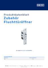Zubehör Fluchttüröffner Produktdatenblatt DE
