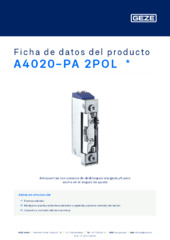 A4020-PA 2POL  * Ficha de datos del producto ES