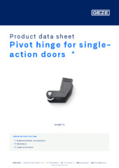 Pivot hinge for single-action doors  * Product data sheet EN