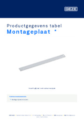 Montageplaat  * Productgegevens tabel NL