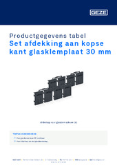 Set afdekking aan kopse kant glasklemplaat 30 mm Productgegevens tabel NL