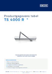 TS 4000 R  * Productgegevens tabel NL