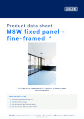 MSW fixed panel - fine-framed  * Product data sheet EN