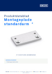 Montageplade standardarm  * Produktdatablad DA